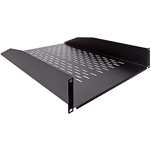 Image of NavePoint 2U 19-Inch Universal Vented Rack Mount Cantilever Fixed Server Cabinet Shelf 22-Inches Deep Black