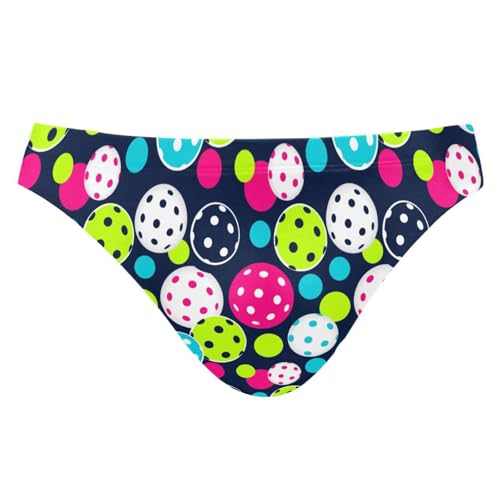 JHKKU Men's Pickleball Balls Swim Briefs Fashion Low Rise Bikini Swimwear Beach Swimsuits with Drawstring S