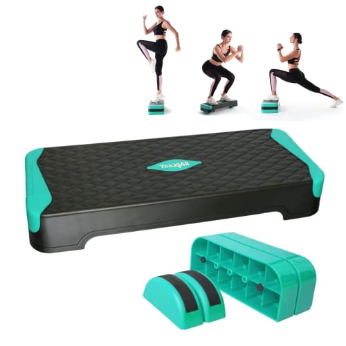 Yes4All 2-In-1 Adjustable Aerobic Stepper With Extra Half Round Legs For Home Workout, Step Exercise & Balance Training - Neo Green #TOP16