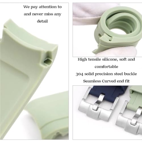 Image of Bands for MoonSwatch Watch,Curved end No Gap,Premium Silicone Rubber Watch Strap for Omega X Swatch Moonswatch Speedmaster /Rolex /SEIKO 20mm 22mm Watch Strap Replacement Band for Men Women