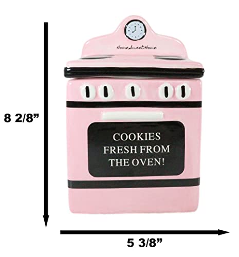 Ebros "Cookies Fresh From Oven!" Ceramic Vintage Pink Oven Cookie Jar With Seal Tight Lid Decorative 7.25"Tall Kitchen Accessory Figurine #TOP6