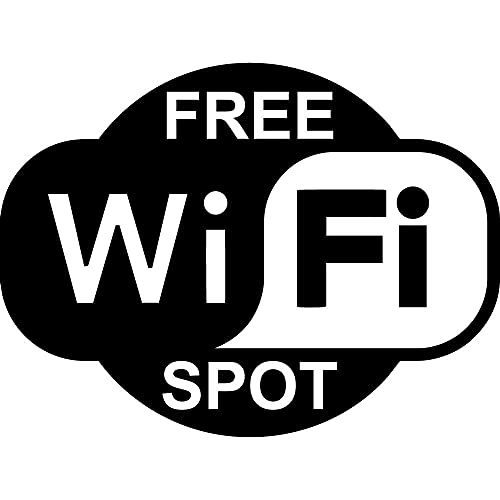 Free wifi spot borne wifi gratuite noir blanc sticker autocollant logo 2 - Taille : 8 cm - Couleur : blanc