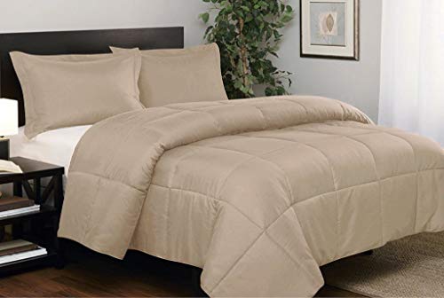 Luxurious 1000 Thread Count California King Size 1 Piece Comforter (500GSM Microfiber Fill) 100% Egyptian Cotton Beige Solid - (94
