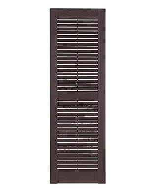 Perfect Shutters Premier Louver Exterior Decorative Shutter, 15" x 55", Sienna Brown