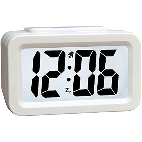 Smart LCD Digital Display Mute Luminous Alarm Clock with Snooze, Night Light, Adjustable Light Function, Simple Setting, Progressive Alarm, Batteries Powered, Operated For Travel ,Office and Home Bedside Alarm Clock HA35 (White) Cover