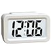 Hense Creative Nightlight Smart Light Alarm Clock Bedside Desk Table Electronic Clock Battery Operated Mute Luminous Alarm Clock with Adjustable Light HA35 (White)