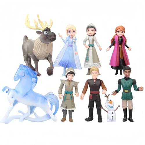 9Pcs Snow Princess Figures Set Figurines Table Decorations Birthday Party Decorations Car Desktop Anime Room Decor