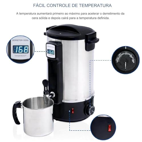 12L 16L 20L 30L Derretedor de cera para fabricação de velas com 100 pavios, 2 molduras fixas, 5 fita