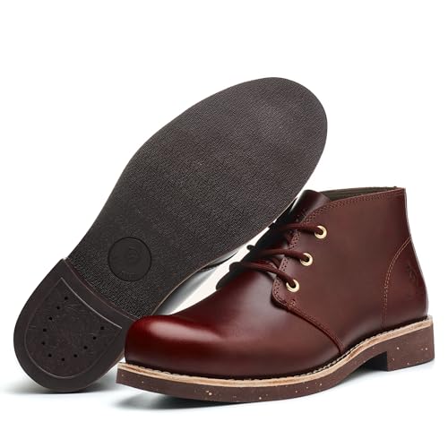 SL-Saint Handgefertigte Klassische Chukka-Stiefel Für Männer Mode Echtes Rindsleder Bequeme Schuhe 5‘’ Geschnürt (RotBraun Leder, Erwachsene, Herren, 44, Numerisch, EU Schuhgrößensystem, Breit)