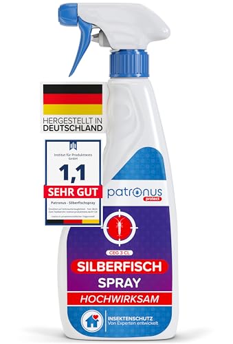 Patronus Silberfisch-Spray mit Sofortwirkung 500 ml - effektives Abwehr-Mittel gegen Silberfische & Papierfische - hochwirksame Alternative zu Silberfisch-Köderdose & Falle, mit dezentem Zitrusduft
