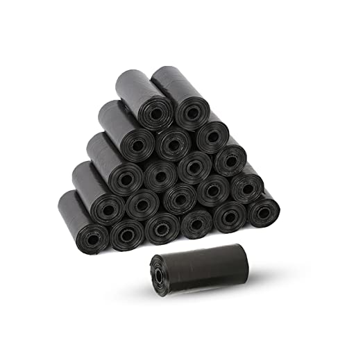 Super Mundo - 300 Unidades Bolsas de Caca Perro, 20 Rollos, Bolsas para excrementos de Perros, Extra Gruesa Prueba de Fugas, Color Negro (20 Rollos)