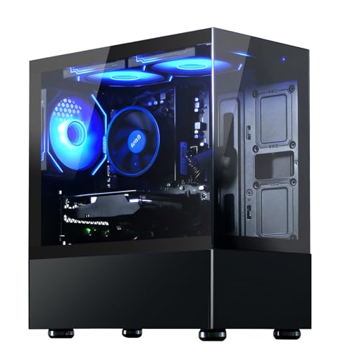 Qehi Prebuilt Desktop Gaming PC | Ryzen 5 6Cores 3.6G Up to 4.1G | 16G DDR4 RAM | 512G SSD | RX560 4G Graphics Card | WiFi 6 | Game Computer Tower Black