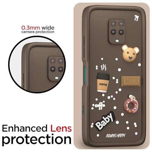 Image of Pikkme Back Cover for Redmi Note 9 Pro /Note 9 Pro Max /Poco M2 Pro /Note 10 Lite | Cute Fun Cartoon 3D Bear Silicone Full Body Protection Bumper Cover (Brown)