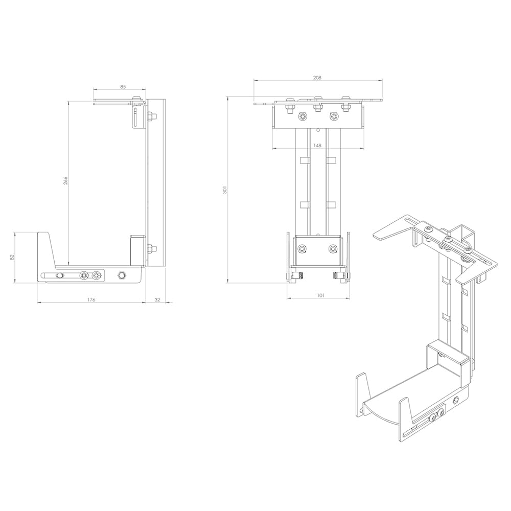 Syncro System Soporte universal para extintor de incendios para furgoneta o taller móvil – Acero pintado soporte Omega correa ajustable