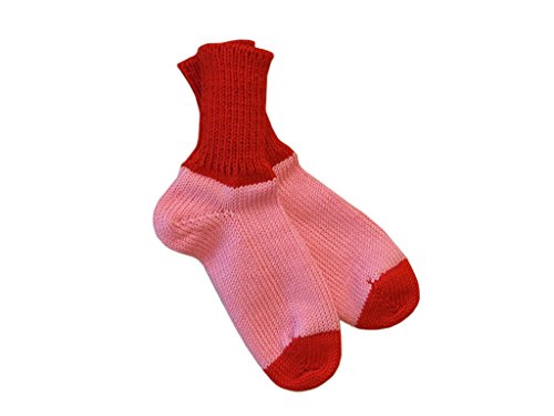 Calcetines 100% lana de merino lana niños deportes de invierno de punto calentadores de la pierna de punto para niña Boy Unisex cálida y suave Pink-Red Cover