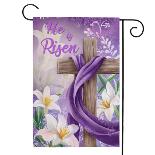 Drapeau jardin Pâques 12x18 He is Risen fermette printemps