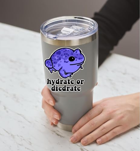 Image of eDesign 2-Pack Hydrate or Diedrate Frog Bumper Sticker Decal - 4 Inches - for Waterbottle Car Truck SUV Van Window Bumper Wall Laptop Tablet Cup Tumbler and Any Smooth Surface