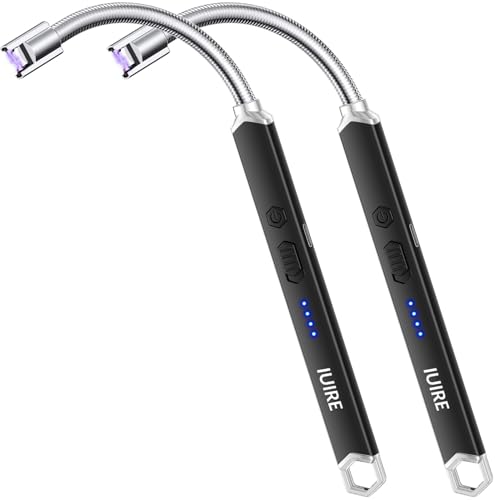 IUIRE Lot de 2 briquets à arc électrique rechargeable avec col flexible Noir