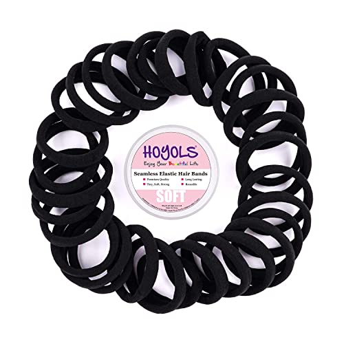 HOYOLS Seamless Hair Ties, Soft Cloth Fabric Black Bands - Image 4