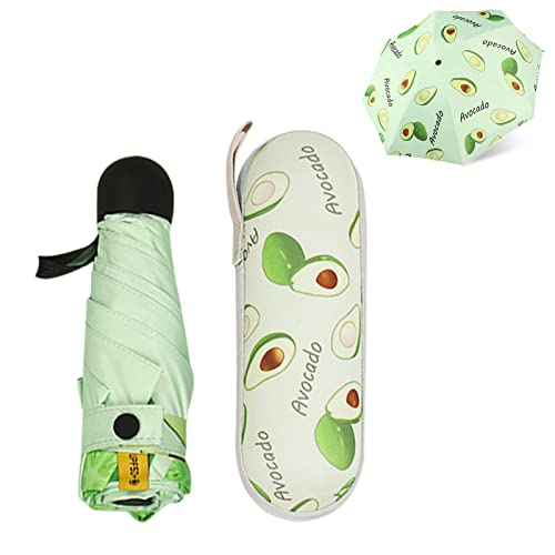 Kompakter Regenschirm, winddicht, faltbar, 6 Rippen, Grün, UV-Schutz, wasserdicht, tragbarer Taschenschirm für Herren und Damen