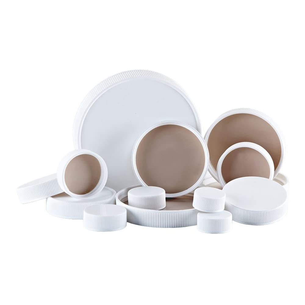 Qorpak 239084 White ValuLine Ribbed Polypropylene Cap with F217 and PTFE Lining, 45-400 Cap Size, Pack of 2,000