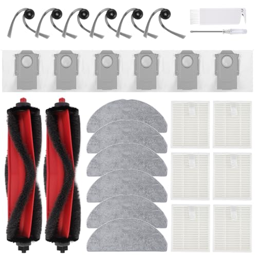 Image of Replacement Parts for Roborock Q7 M5 /M5+, Q7 L5 /L5+ Robot Vacuum | 2 Main Brushes, 6 Dust Bags, 6 Mop Pads, 6 HEPA Filters, 6 Side Brushes, 1 Cleaning Brush & 1 Screwdriver - Accessories Kit