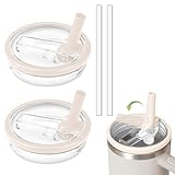 Stanley フリップストロー蓋 2個パック - 漏れ防止 再利用可能 こぼれ防止 40オンスタンブラー用 (ホワイト)