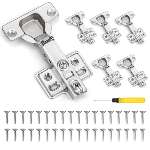 6 Stück Scharniere für Schranktüren, 110 Grad Softclose Scharnier, Topfscharnier 35mm, Schrank Scharniere mit 36 Schrauben und Doppelschraubenzieher, Möbelscharniere für Schranktüren Schrank