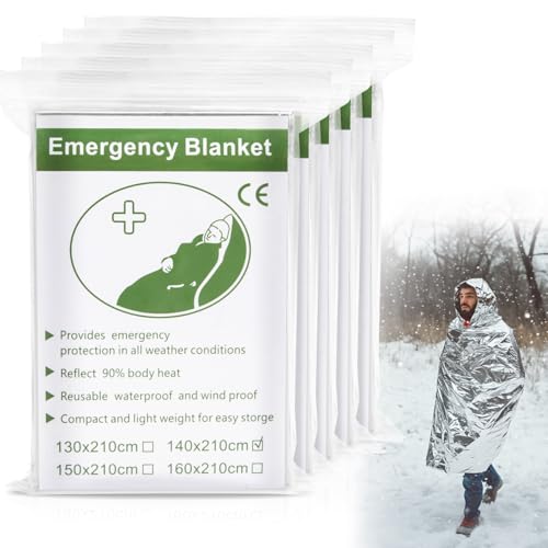 4 Pack Emergency Blanket Mylar – Thermal Space Mylar Blankets First Aid Kit Survival Gear and Supplies Outdoor Perfect for Hiking Car Camping Survival Emergency Kit Silver 55 x 82 Inch