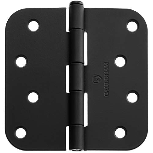 Cauldham (12 Pack) Heavy-Duty 4" Interior Door Hinges With 5/8" Radius Corners - Black #TOP1