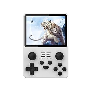 Mini Portable Handheld Retro Video Games Consoles for Kids Screen Rechargeable Hand Held/with 3D Joystick/3.5mm Audio Port/with 16GB+64G Dual TF Card/White