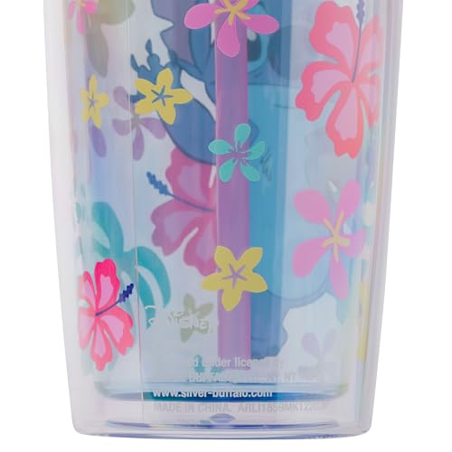 Image of Silver Buffalo Disney Lilo and Stitch inchAloha inch Spill Resistant Plastic Tumbler, 20 Ounces