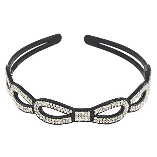 Yeshan Bow Design Rhinestone and Crystal Strong Plastic Headband,Hairband for Women,white