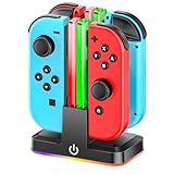 CHARGE SIMULTANÉE À 4 MANETTES: Chargez jusqu’à 4 manettes Switch OLED ou Switch à la fois grâce à la conception coulissante, compatible avec les manettes gauche et droit. Parfait pour les sessions de jeu multijoueurs ou la recharge rapide.