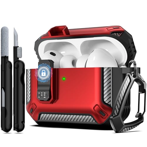 Image of AirPods Pro 3 Case with Magnetic Safety Lock Phone Stand Magsafe, Red