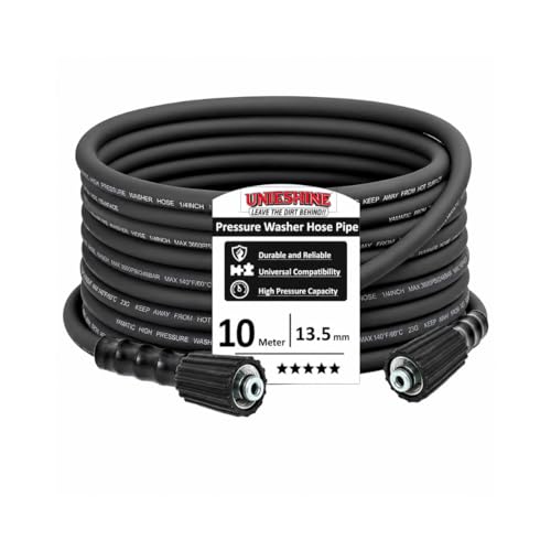 Image of Pressure Washer Hose Pipe, 3500 PSI High Pressure Washer Hose, Molded Durable Pipe Compatible with Starq, Vantro, Aimex, Gaocheng, Agaro, Shakti (10MTR HYDRAULIC)