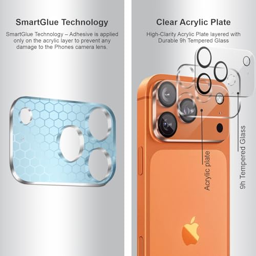 Image of SupCares Premium Camera Lens Protector Tempered Glass Compatible For iPhone 17 Pro Max With Installation Kit | Edge to Edge Coverage | Transparent | Pack of 2