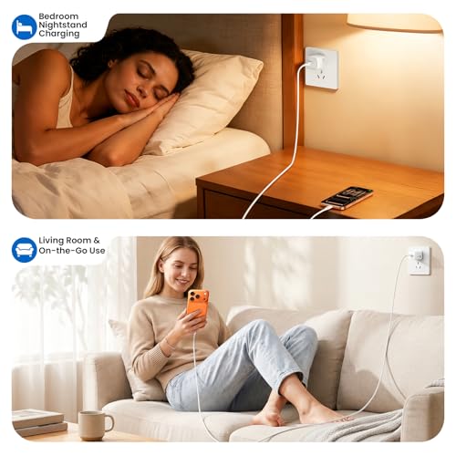 Nepagz Fast Charging USB C Charger Block 2 Pack 20W PD Charging Adapter with 6FT USB C to C Cable Compatible with iPhone 17 16 15 Pro Max Plus Air, iPad Pro, White — view 6