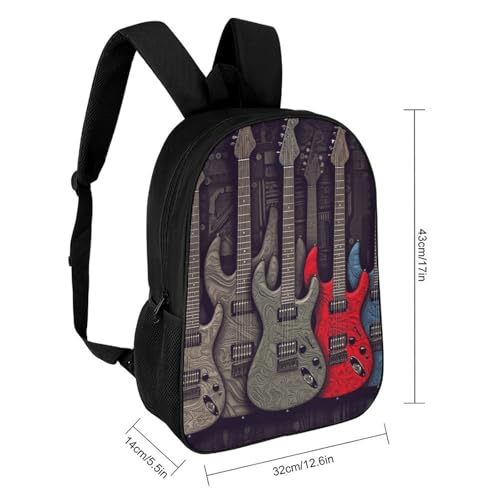 Guitar Pattern Backpack for Men Women, Heavy Duty Backpack Large Capacity, Durable Lightweight Travel Daypack2