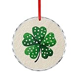Trébol grande verde de cuatro hojas con puntos blancos de cristal para decoración de árbol de Navidad
