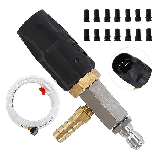 JOEJET Downstream Injector for Pressure Washer, Adjustable Chemical Injector Kit, Variable Power Washer Long Range Nozzle External Injection, 1/4 Inch Quick Connect