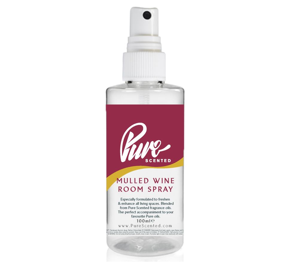 "Pure Scented 100ml Room & Fabric Sprays Suitable For Home, Car, Caravan, Work, Gym Bags, Odour Eliminators (1 x 100ml, Mulled Wine)"
