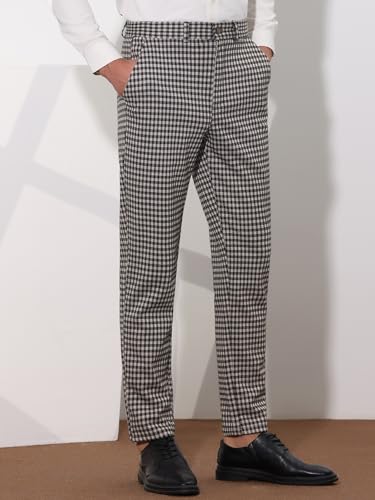 Lars Amadeus Plaid Dress Pants for Men's Classic Straight Leg Business Tartan Trousers2