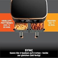 Ninja Foodi MAX Dual Zone Heißluftfritteuse, 9,5L Airfryer, 2 Fächer, mit Zange, Antihaftbeschichtung, spülmaschinenfeste Körbe, 6-in-1, Amazon Exklusiv, Kupfer/Schwarz, AF400EUCP – Ansicht 5