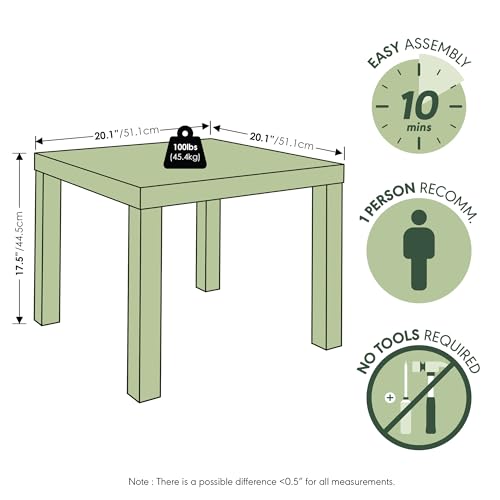 Furinno Classic Homey Square Parsons Side End Table, 1-Pack, Black - Image 3