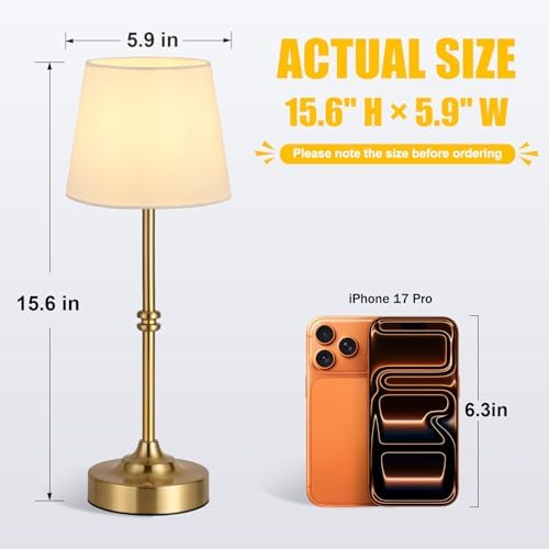 Kakanuo Cordless Table Lamp, Rechargeable Battery Operated, Brass, 1 Pack - 1