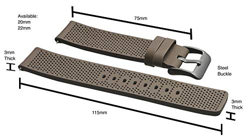 STUNNING SELECTION ALPINE Genuine Leather Watch Band - Soft and smooth perforated leather watch strap - Brown - 22 mm by STUNNING SELECTION - Used condition - US$18.57