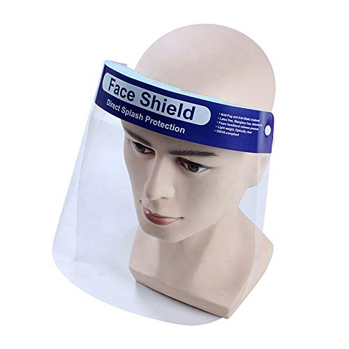 AWFAND - Visera protectora para la cara, plástico ligero, ajustable, transparente, antisalpicaduras, banda elástica, cubierta completa para cocina