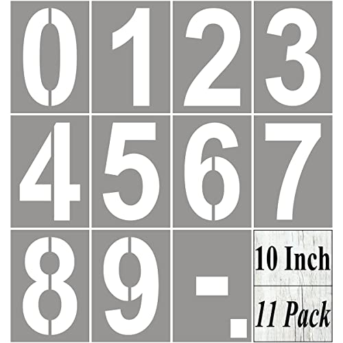 10 Inch Large Number Stencils for Painting - 11 Pack Number Stencil Templates for Curb Address, Cakes, Cookies, Mailboxes and Crafts, Reusable House Numbers Stencils for Wood Signs & Cement Wall Art
