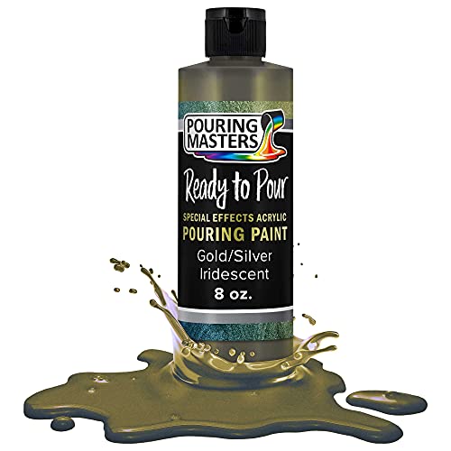 Pouring Masters Gold/Silver Iridescent Special Effects Acrylic Pouring Paint - Premium 8-Ounce Pre-Mixed Fluid Acrylic Paint - Fluid Art Supplies for Canvas, Wood, Paper, Tile & Rocks